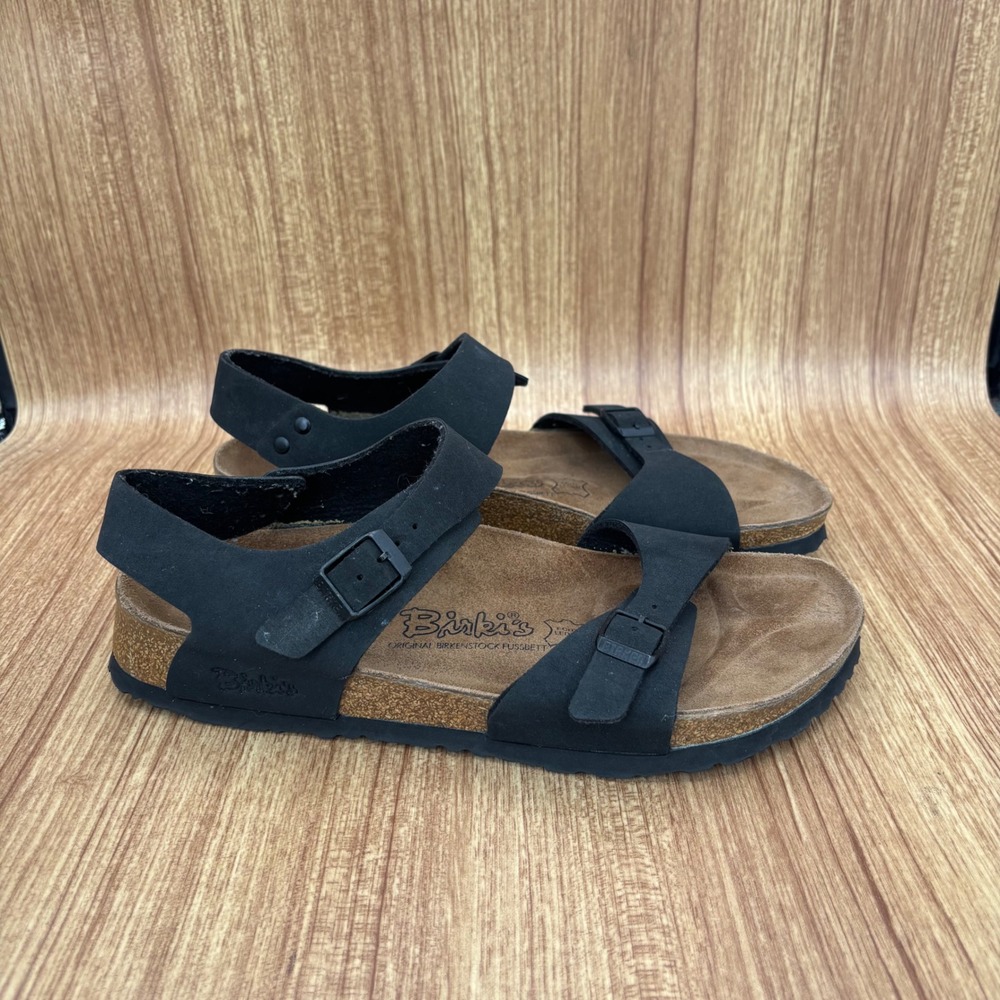 Birki's Birkenstock Salina Sandals Womens 9 Black Backstrap Cork Footbed